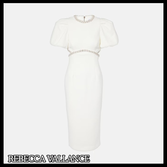 REBECCA VALLANCE 関税込BridalAliciaEmbellishedCrepeMidiDress