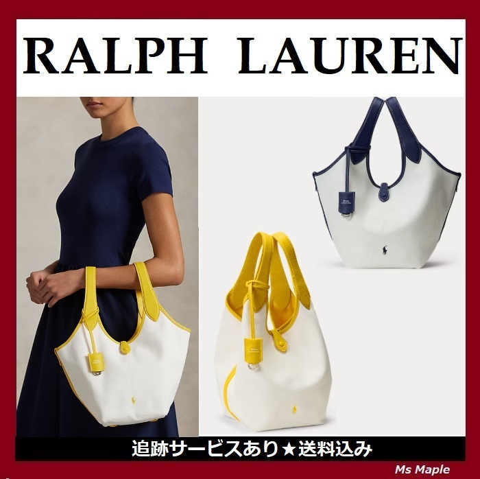 鮮やかレザーストラップ【Ralph Lauren】キャンバストートバッグ