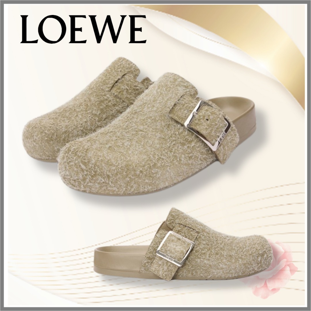 【LOEWE】ブラッシュドスエードのイージーバックルミュール