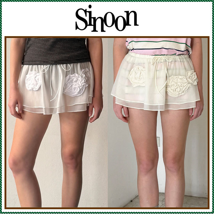【Sinoon】 Flower Sheer Layered Skirt / 追跡付