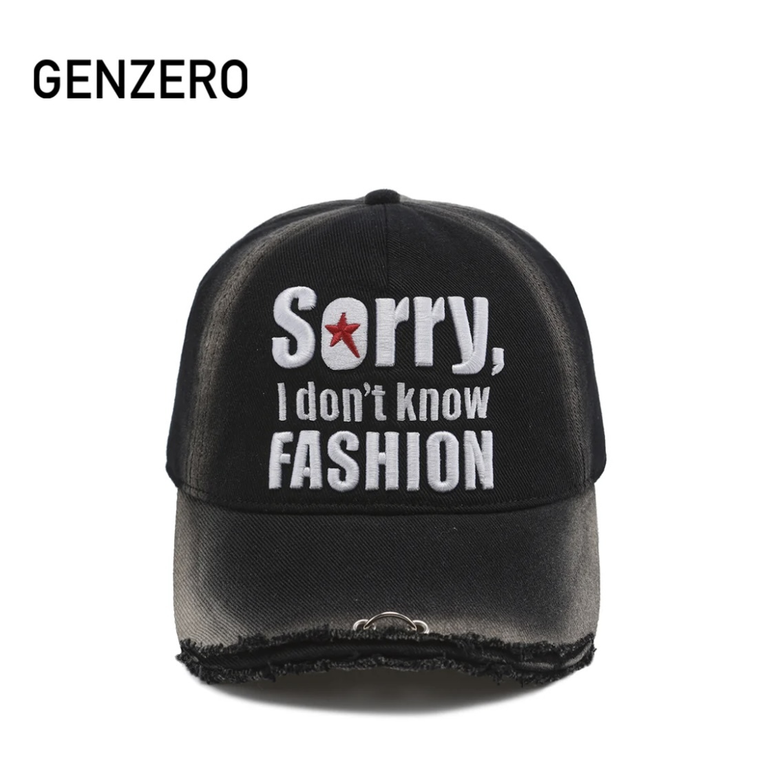 国内で当店のみ GENZERO - Washed black embroidered slogan