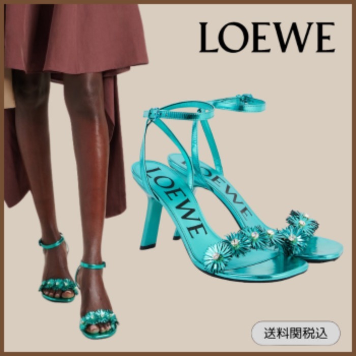 【LOEWE】Paula's Ibiza ペタル フラワー サンダル ターコイズ
