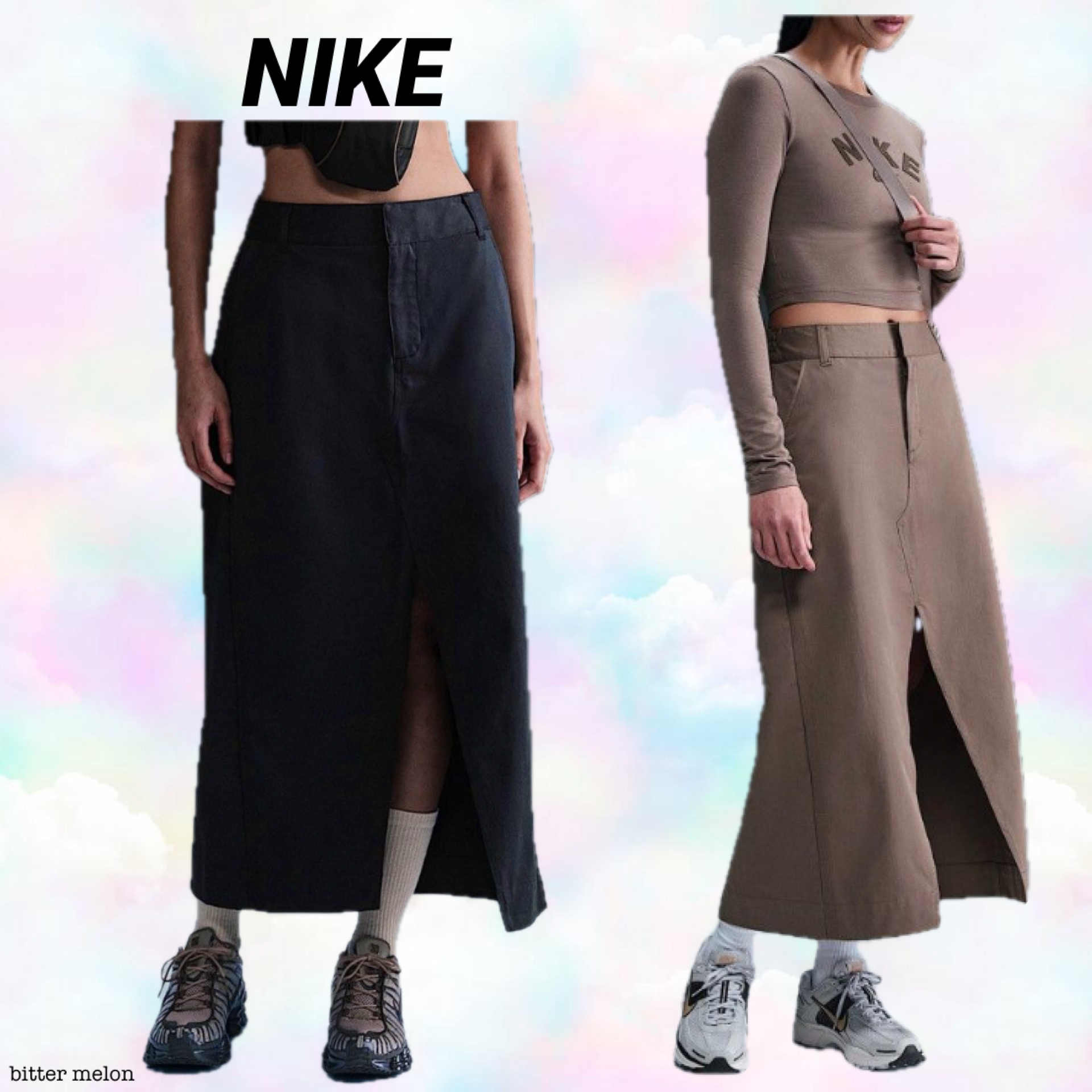 NIKE ★ Twill スポーツウェア ツイル ミディ スカート スリット