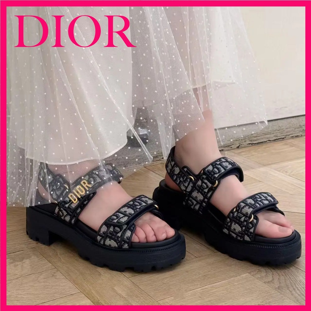 【人気のオブリーク柄】DIOR Dioract プラットフォームサンダル