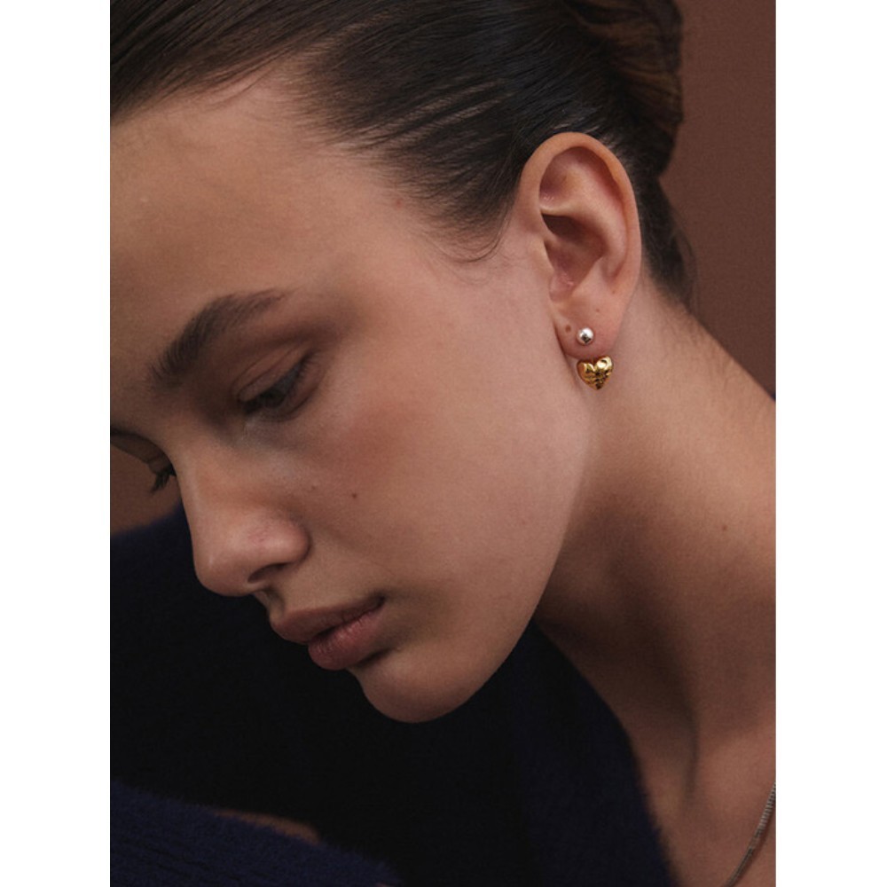 ★MIDNIGHT MOMENT.★ [Exclusive] bumpy love ear jacket earri