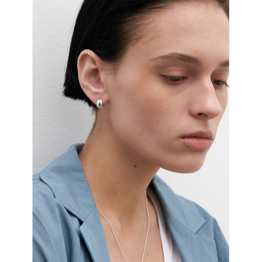 ★MIDNIGHT MOMENT.★ invert slim onetouch earring silver