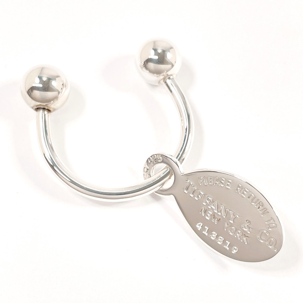 TIFFANY&Co. オーバル タグ スクリューボール キーホルダー