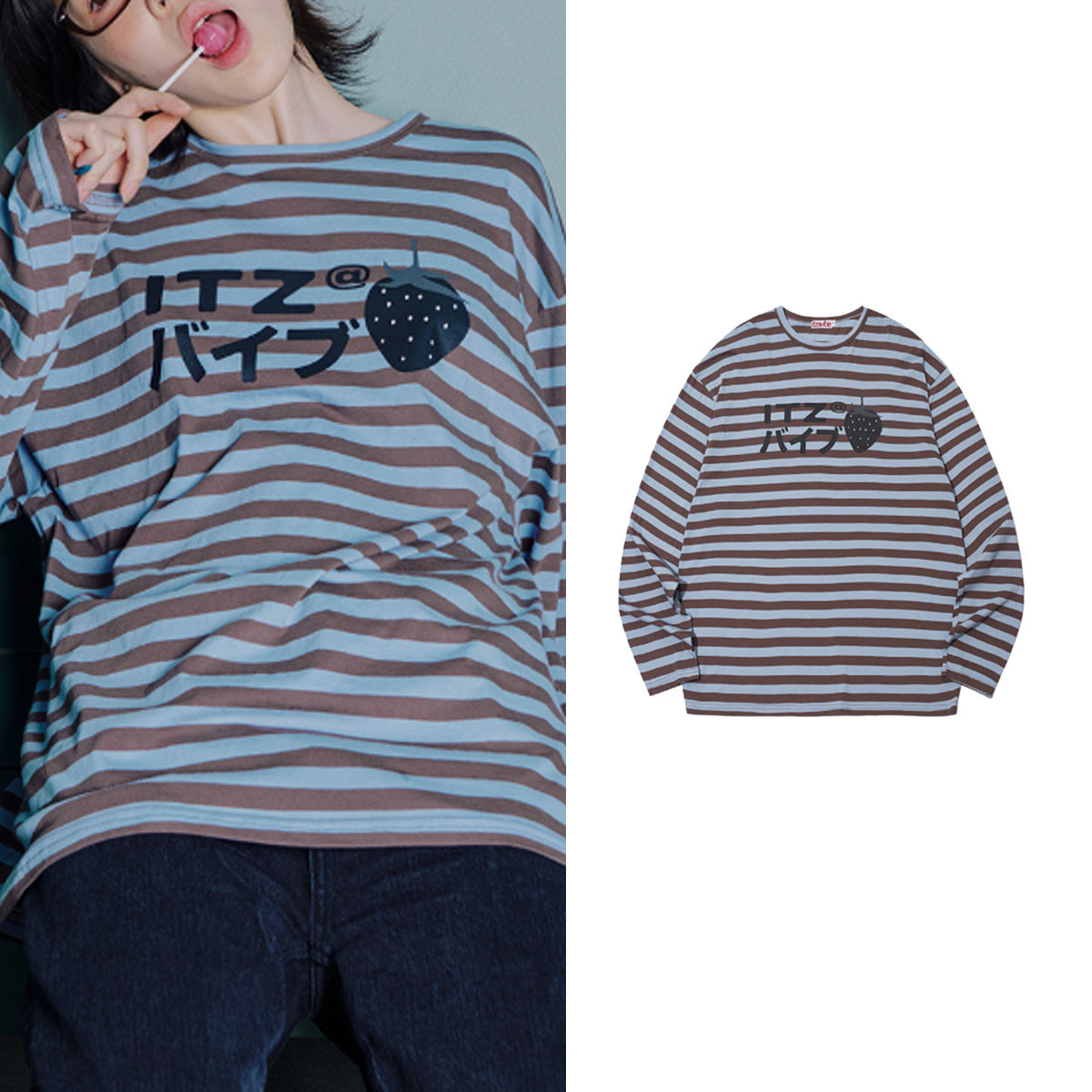 Tシャツ・カットソー ITZAVIBE STRAWBERRY LOGO LONG SLEEVE 5BMR0050