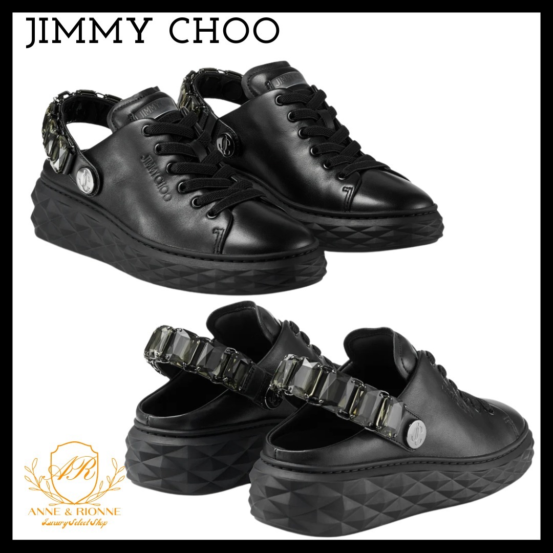 JIMMY CHOO ダイヤモンドスリング レザースリッパ ストラップ付