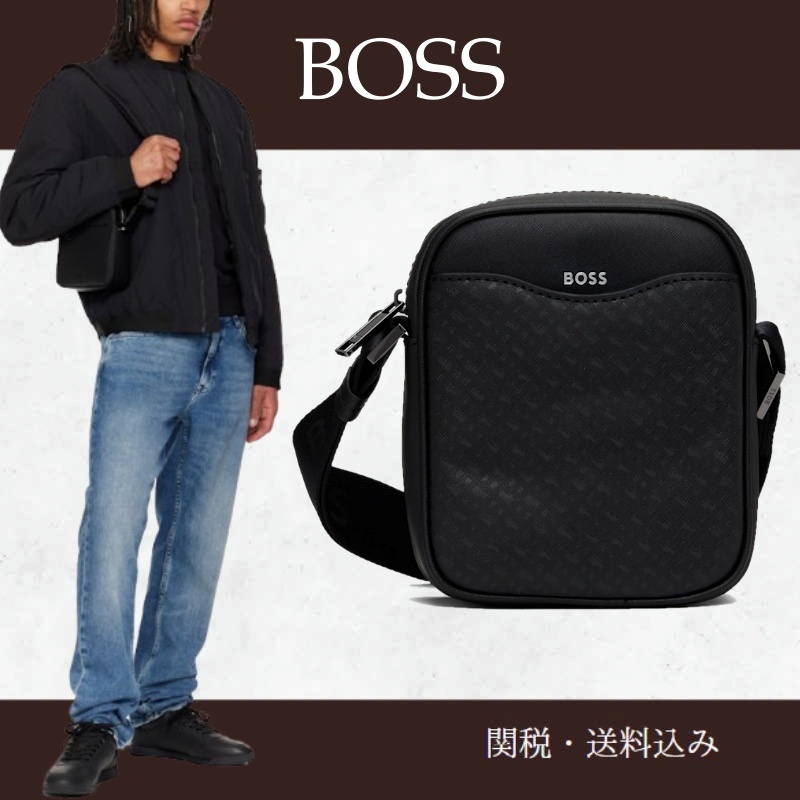BOSS ボス★ブラック モノグラム ポケット リポーターバッグ