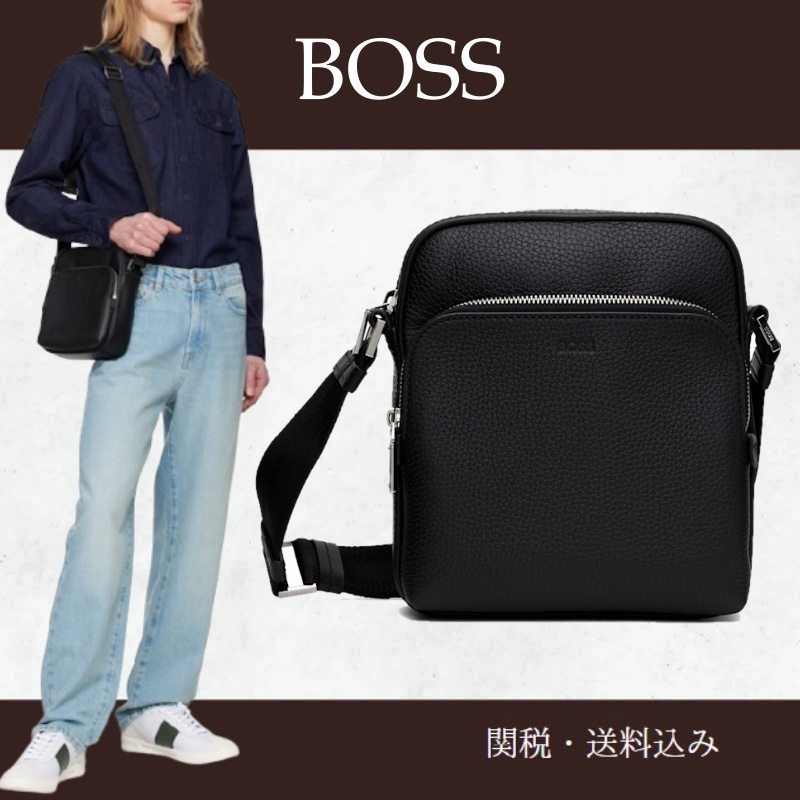 BOSS ボス★ブラック グレインレザー バッグ