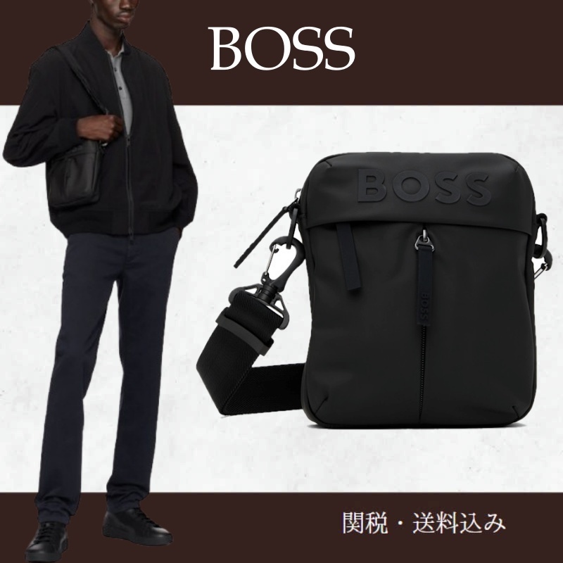 BOSS ボス★ブラック Double B Monogram ツイル ベルトバッグ