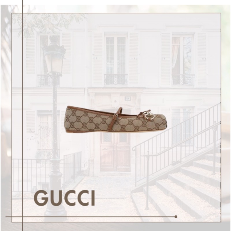 バレエシューズ Gucci Horsebit Ballerinas In Original Gg Can