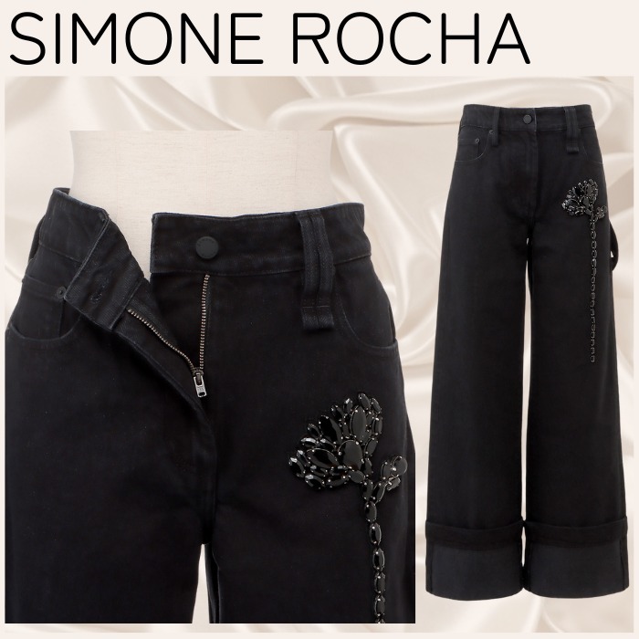 【SIMONE ROCHA】シモーネロシャ ワイドデニムパンツ ビジュー