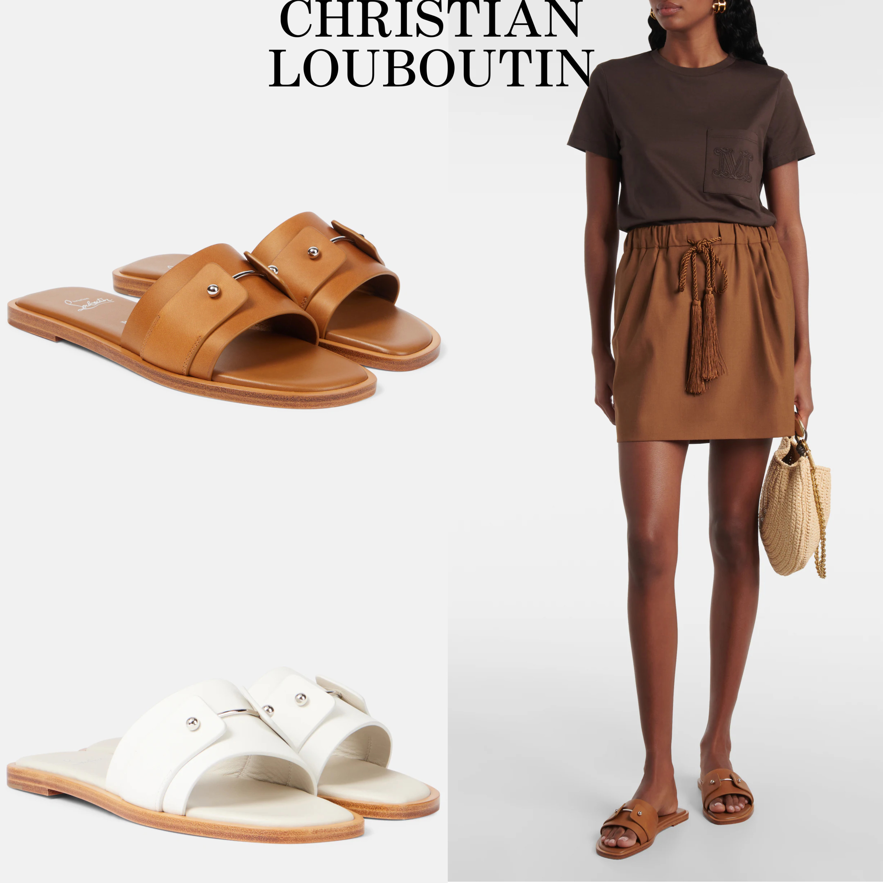 *CHRISTIANLOUBOUTIN*フラット シンプルレザーサンダル