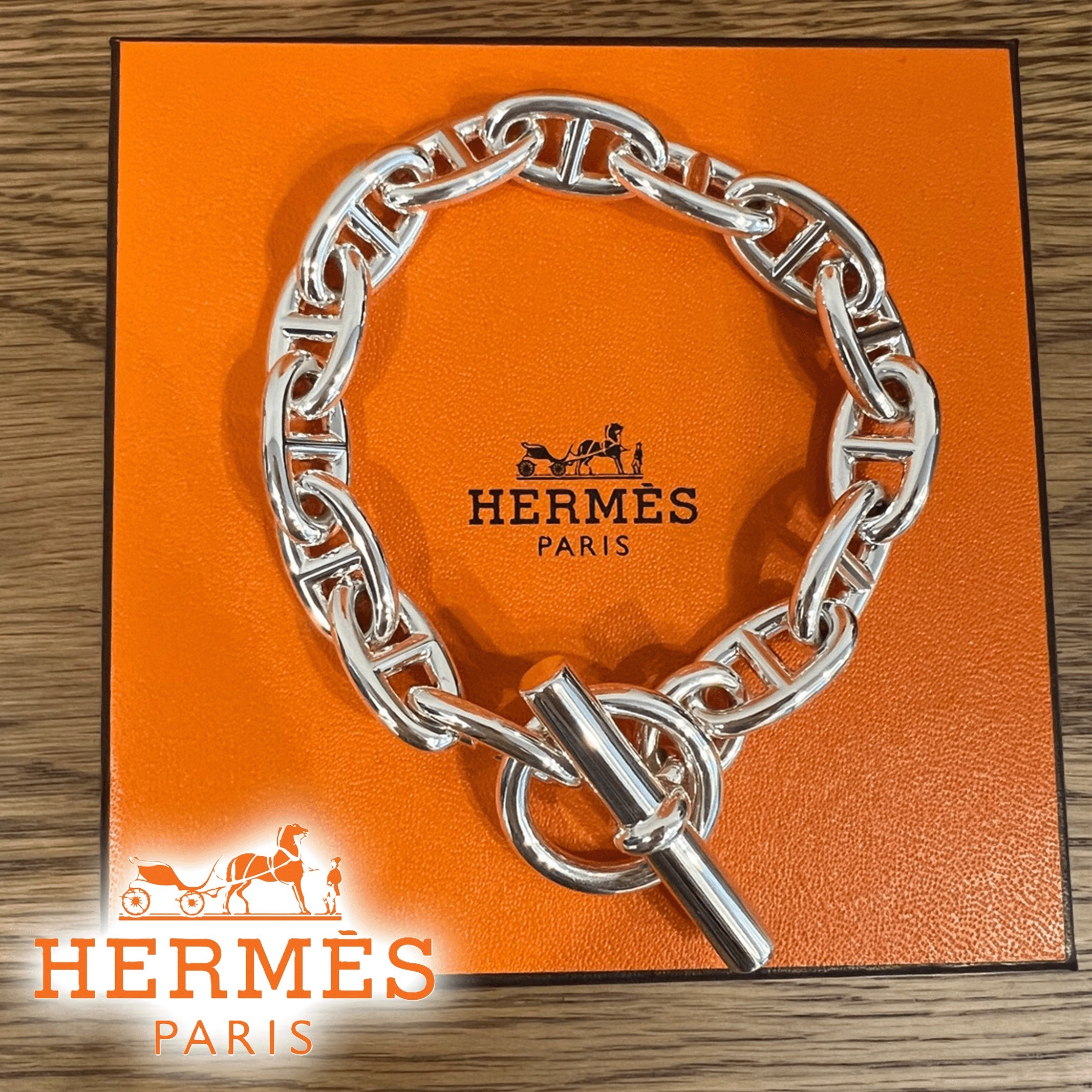 洗練された存在感★【HERMES】シェーヌダンクルブレスレットGM