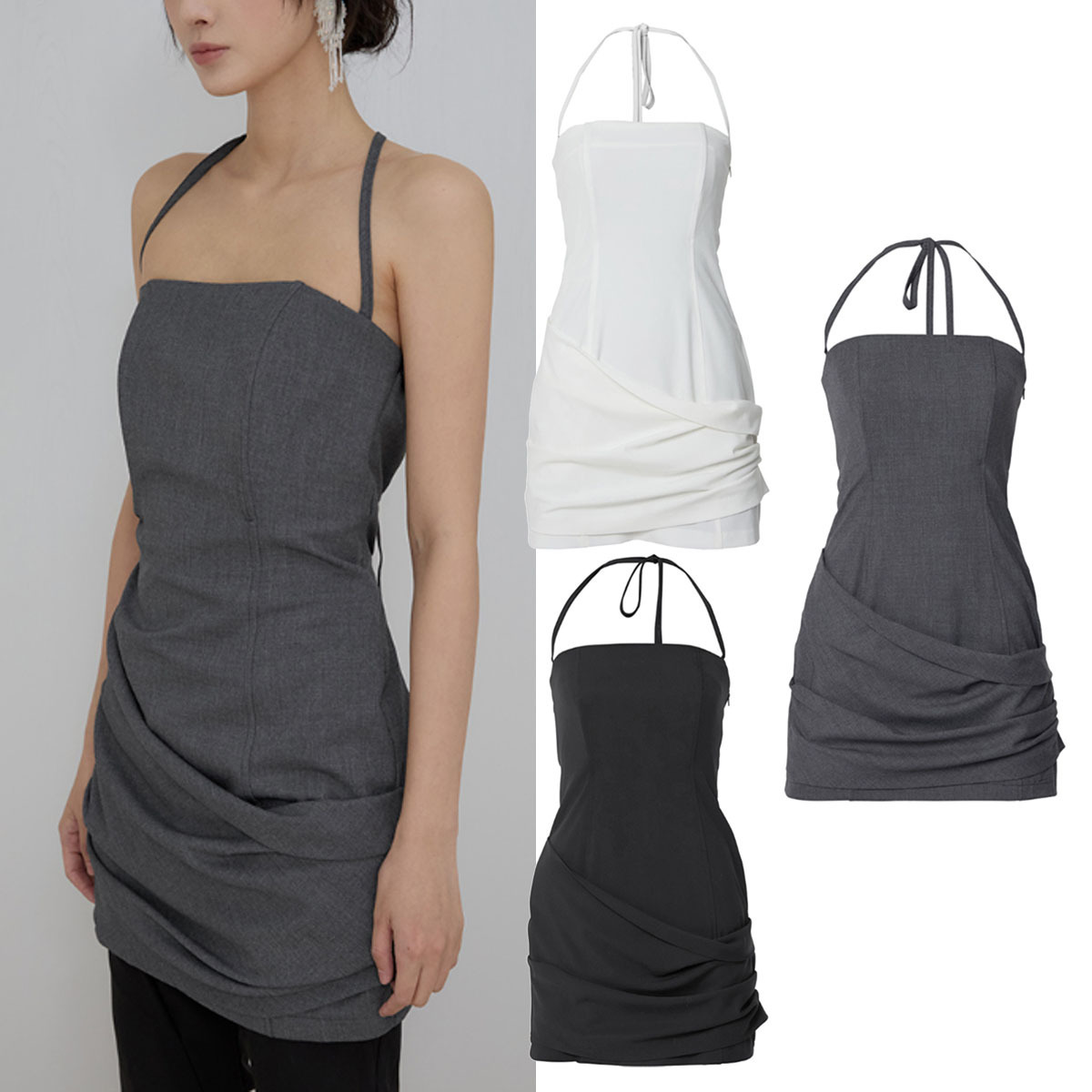 ワンピース FLARE UP Asymmetrical Draped Dress 5BJH1236