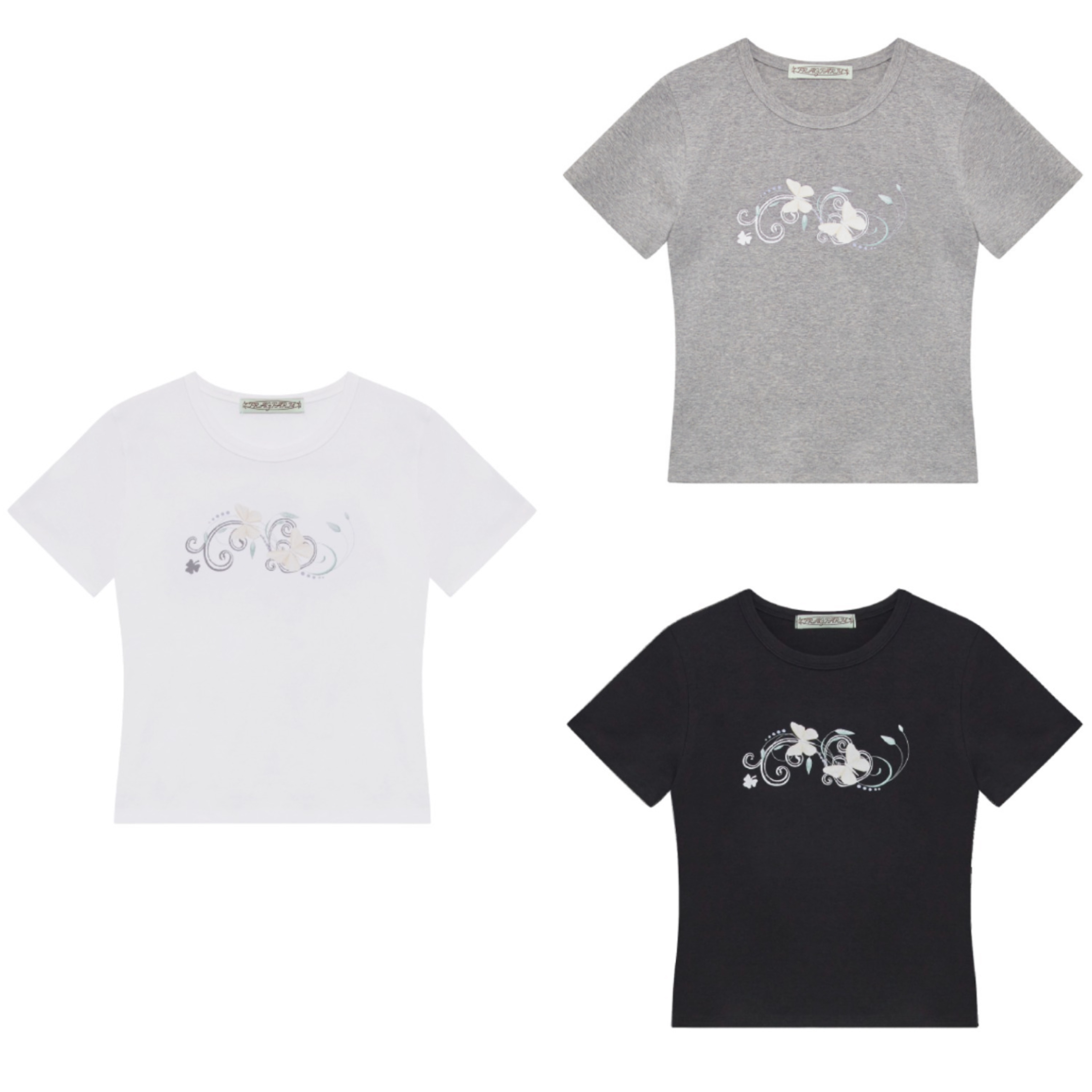 ＊韓国＊［FRAGFARM］Butterfly Floral Tee 3color