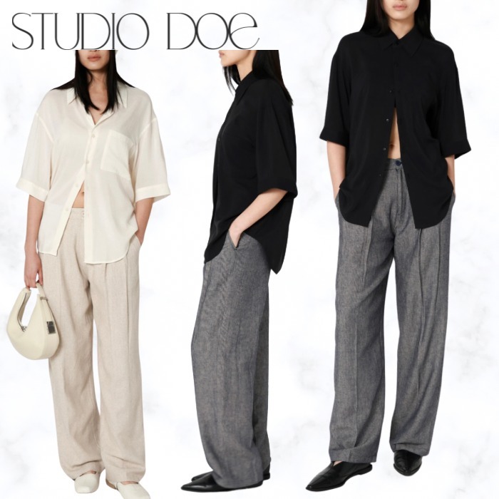 Studio Doe ストライプコットンリネンイージーパンツ (Women)