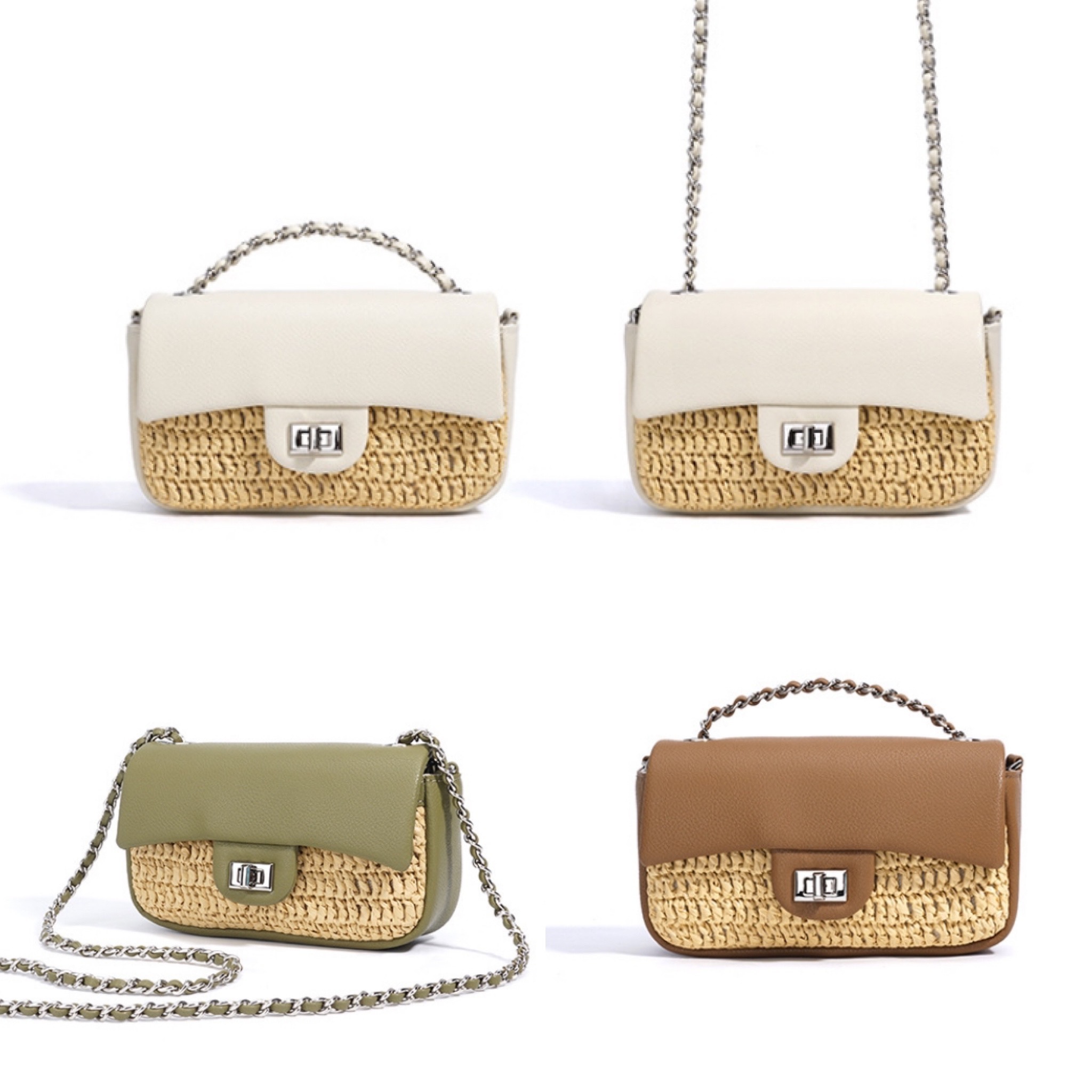 韓国デザイン 本革 レザー かごバッグ チェーンショルダーBAG