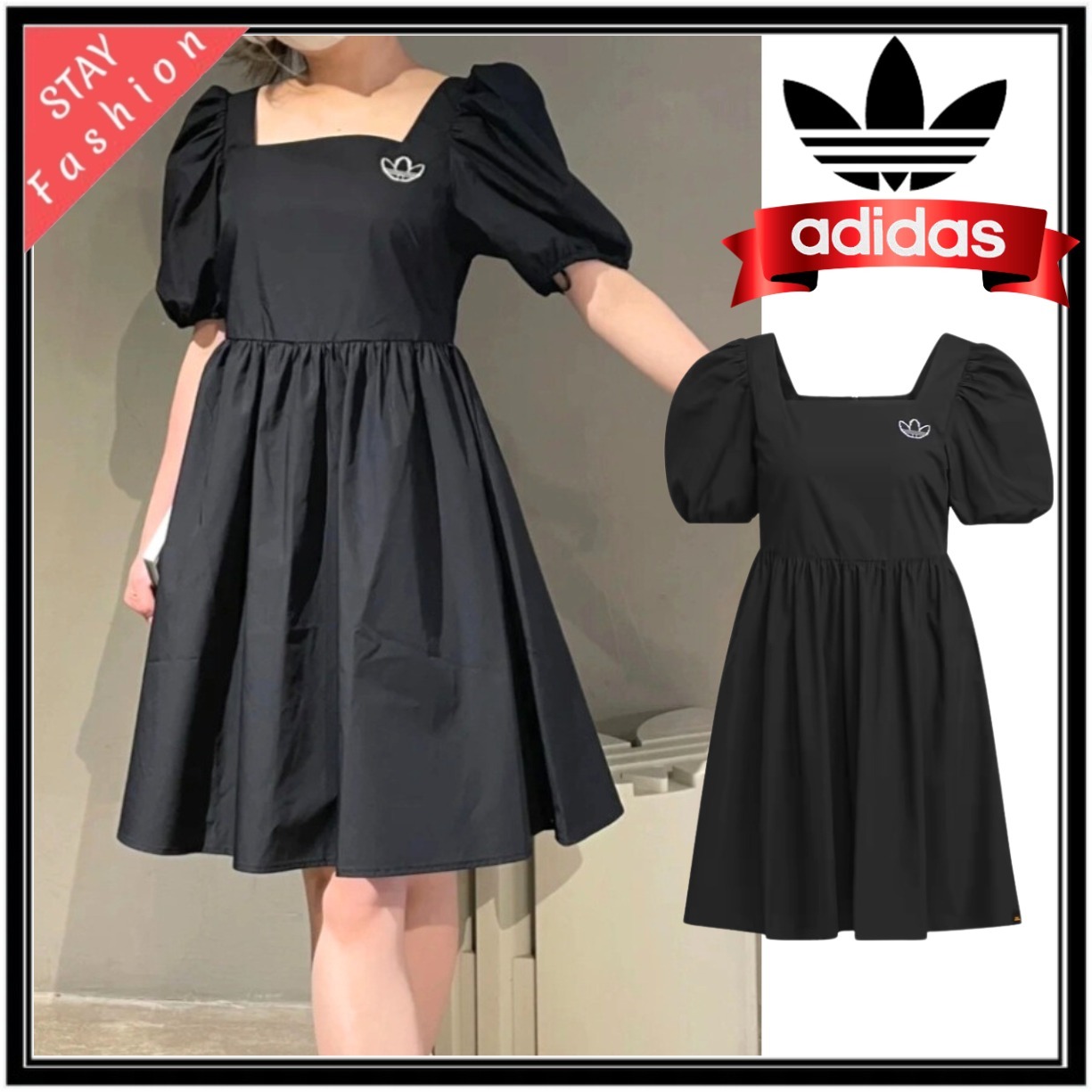 ★ガーリーで倍の倍かわいい!adidas originals Aラインワンピ