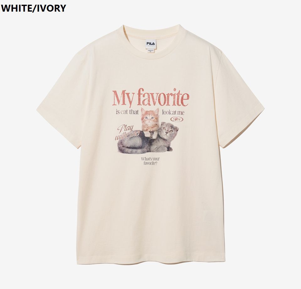 ハンソヒ着用☆FILA☆韓国☆大人気 OVER FIT CAT TSHIRT Tシャツ