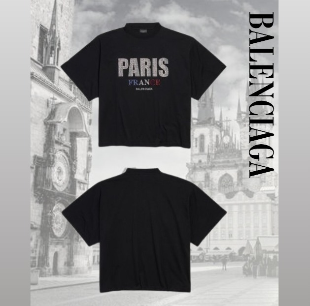 BALENCIAGA Paris Strass クロップド Tシャツ