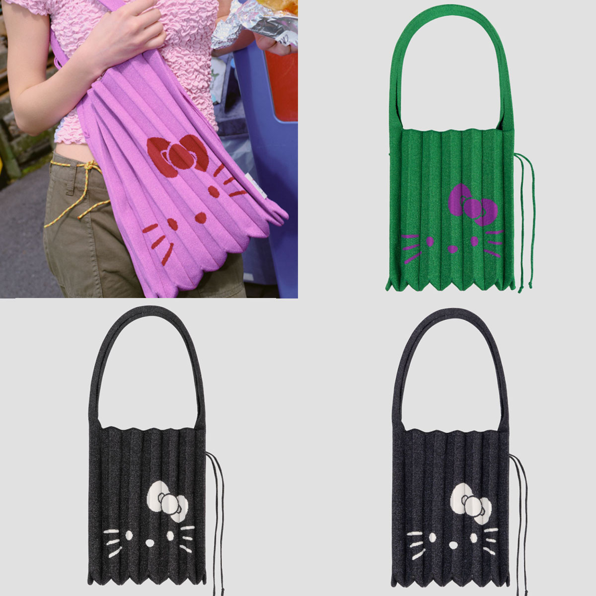 トートバッグ JOSEPH&STACEY Lucky Pleats M Starry Hello Kitty 5BJH1244