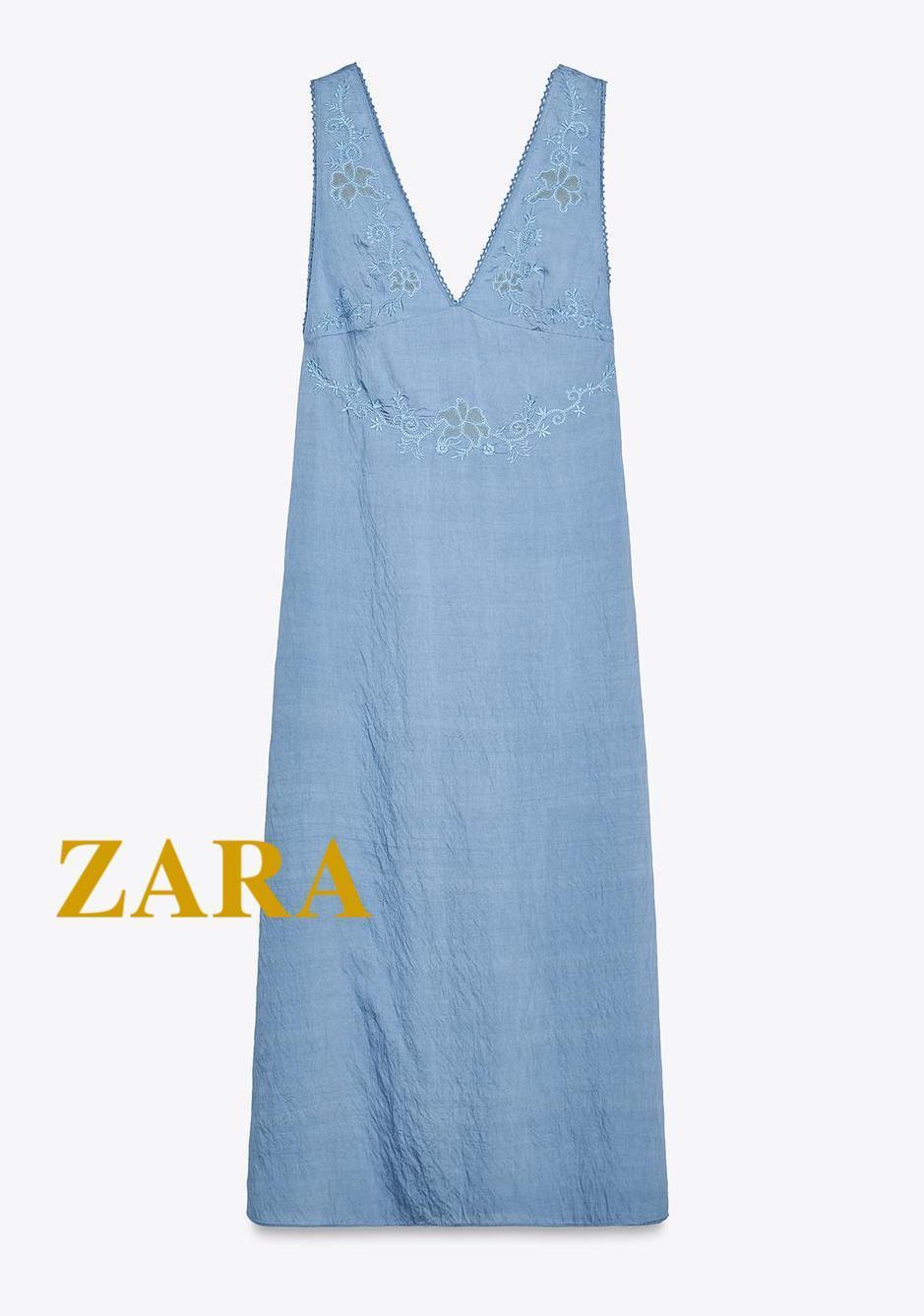 ☆ドイツ発*ZARA*新作*刺繍Vネックスリーブレスワンピ/UL☆