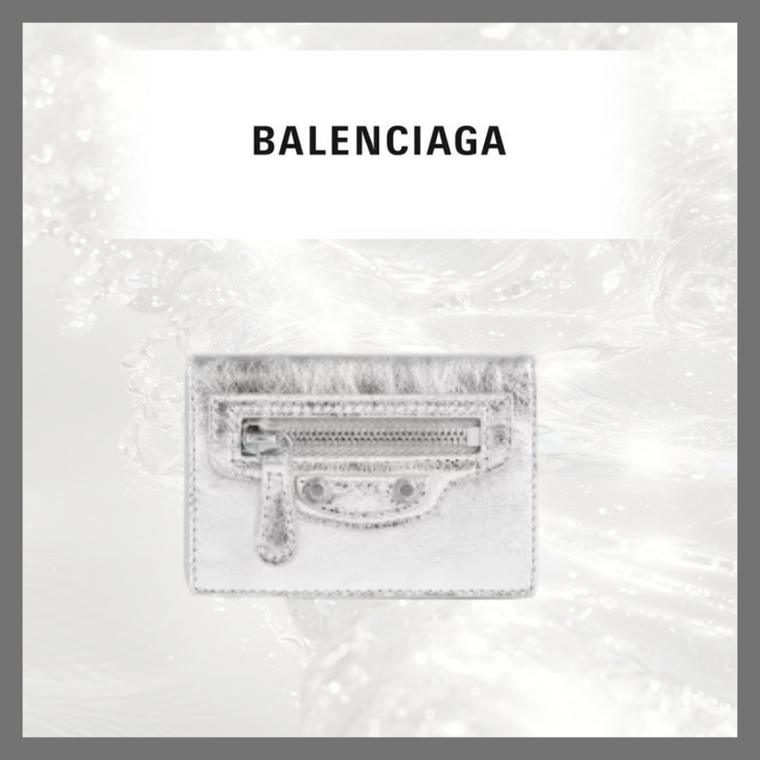 ♪直営店直送【BALENCIAGA】LE CITY MINI シルバーウォレット