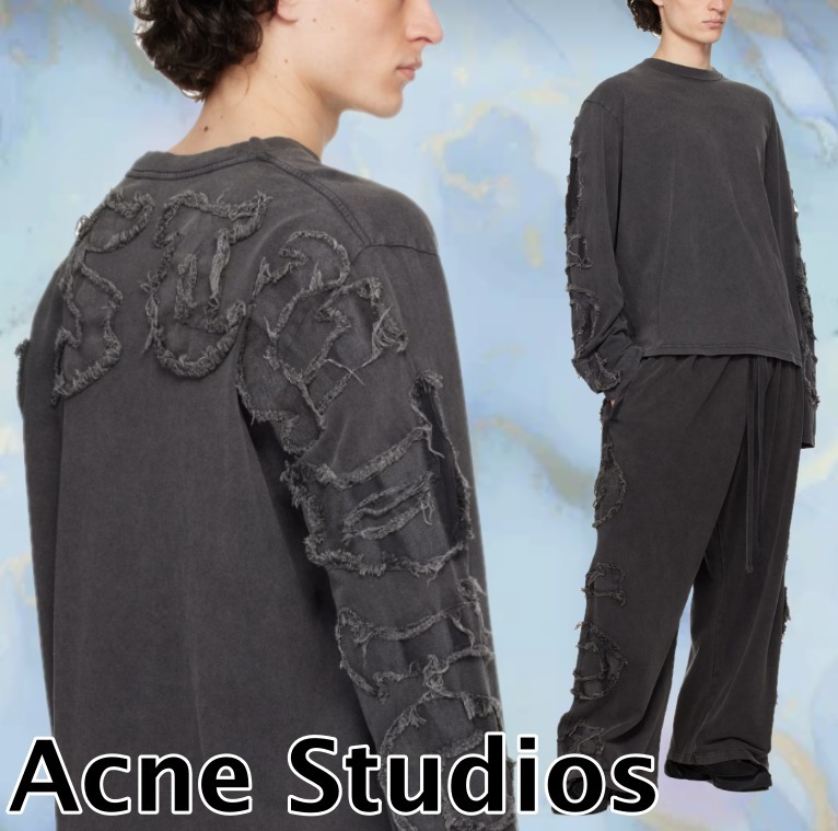 【Acne Studios】グレー ロゴ 長袖Tシャツ