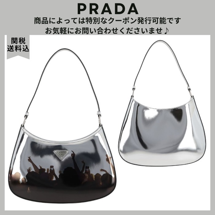 VIP価格.PRADA Silver Leather Cleo Shoulder Bag 関送込