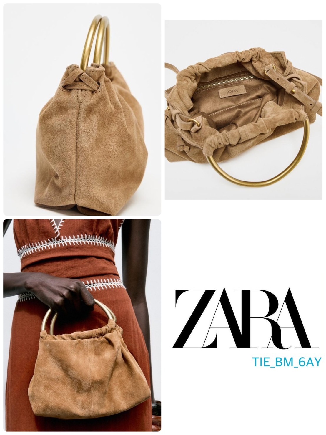 スペイン発送 ZARA ミニボウリング スエードメタルハンドル 新作