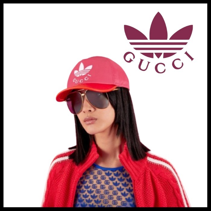 adidas x Gucci ベースボールキャップ 703825 ピンク