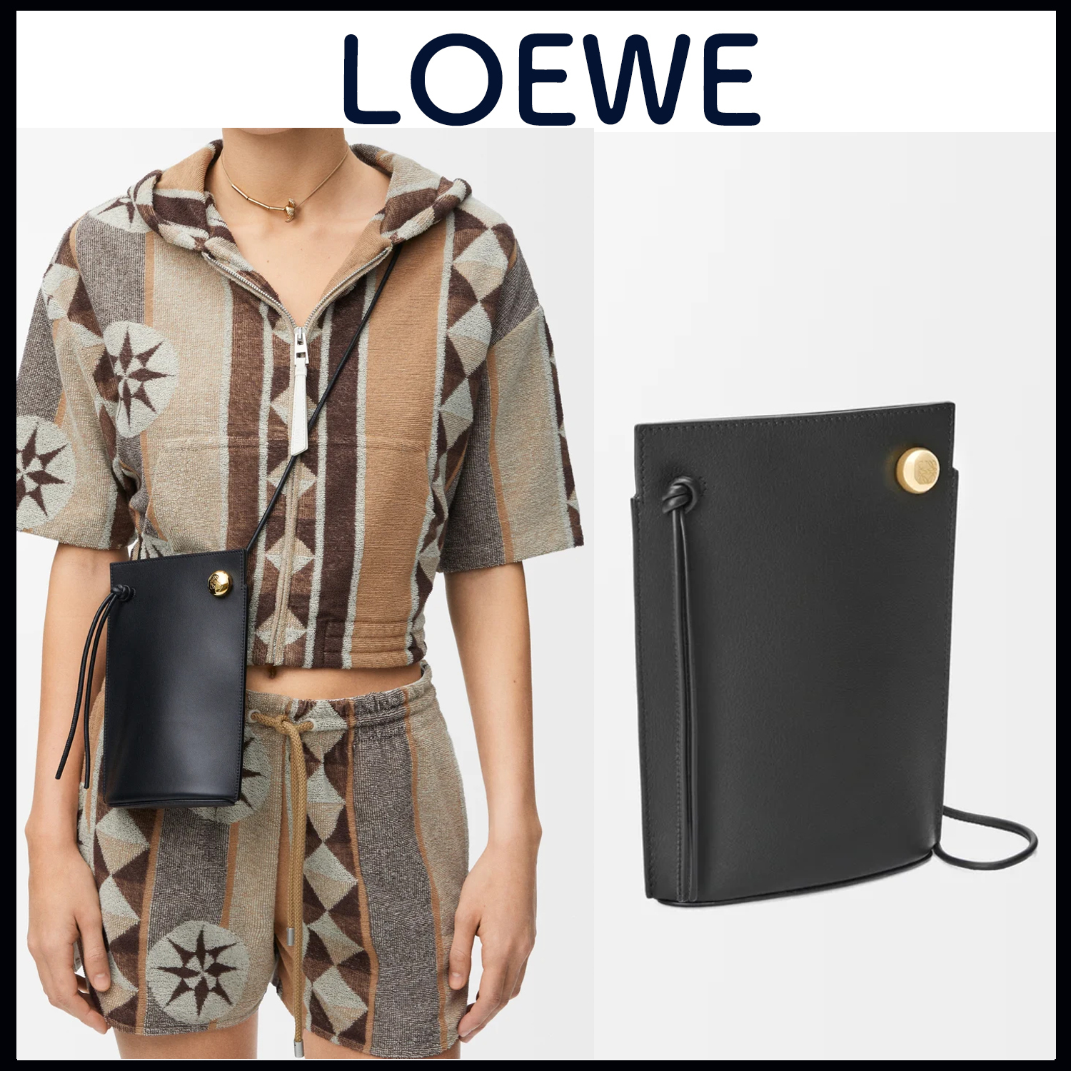 NEW LOEWE ペブル ダイス ポケット Black CPBPR12X011100