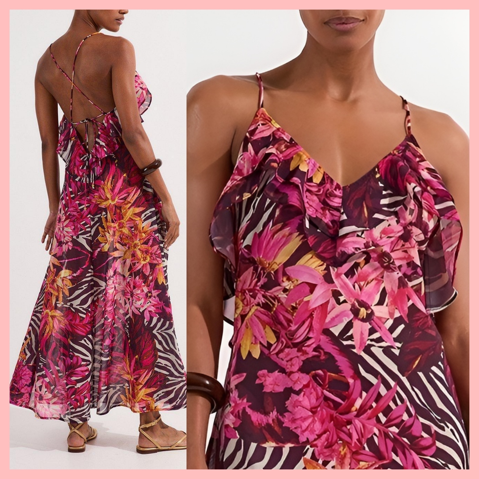 日本未入荷★Karen Millen フリルVネックマキシワンピース