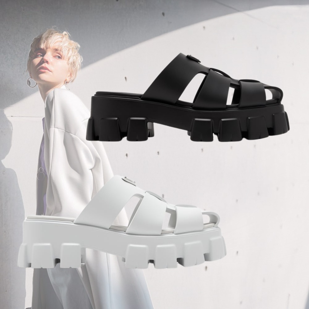 【大人エレガンス】PRADA モノリス ラバー サンダル 2色