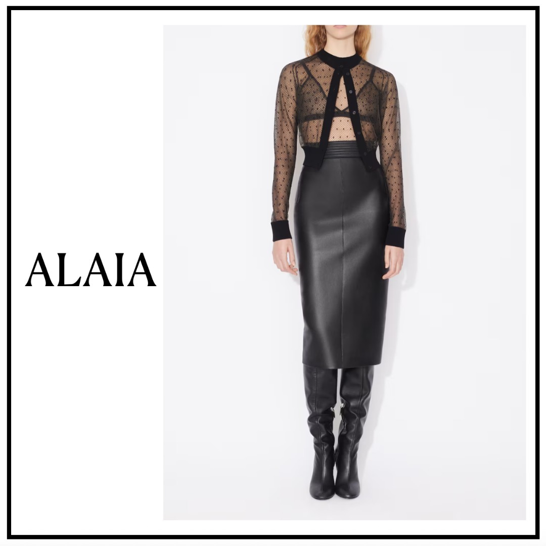 【ALAIA直営店】JUPE CRAYON EN CUIR