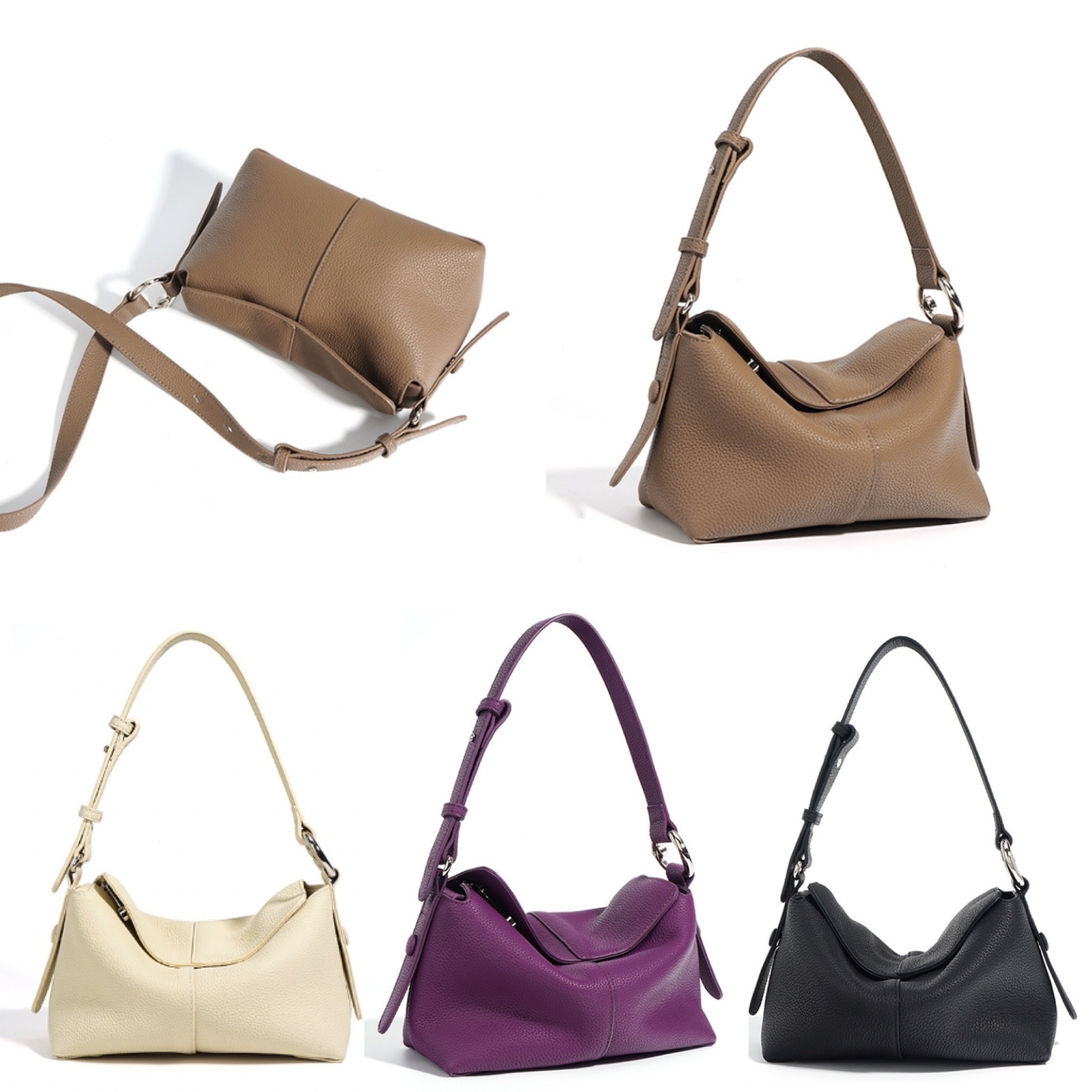 韓国デザイン 本革 レザーミディハンドバッグ ショルダーBAG