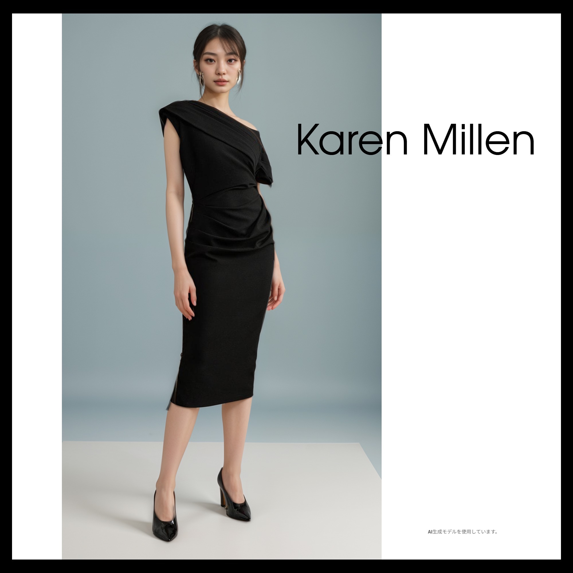 【Karen Millen】アシンメトリー テーラード ペンシル ドレス