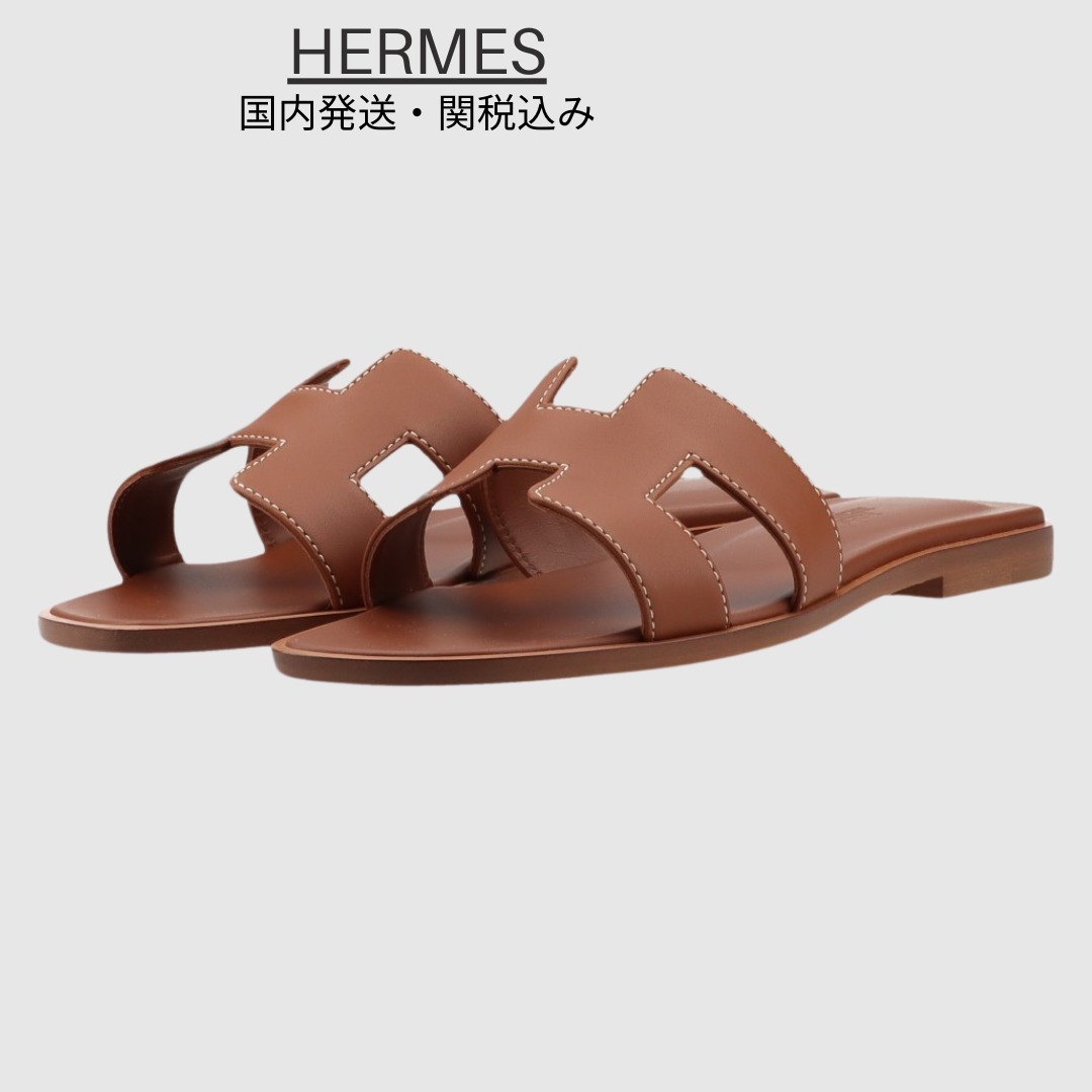 送料関税込みHERMESオラン レザー サンダル EU35★ABランク