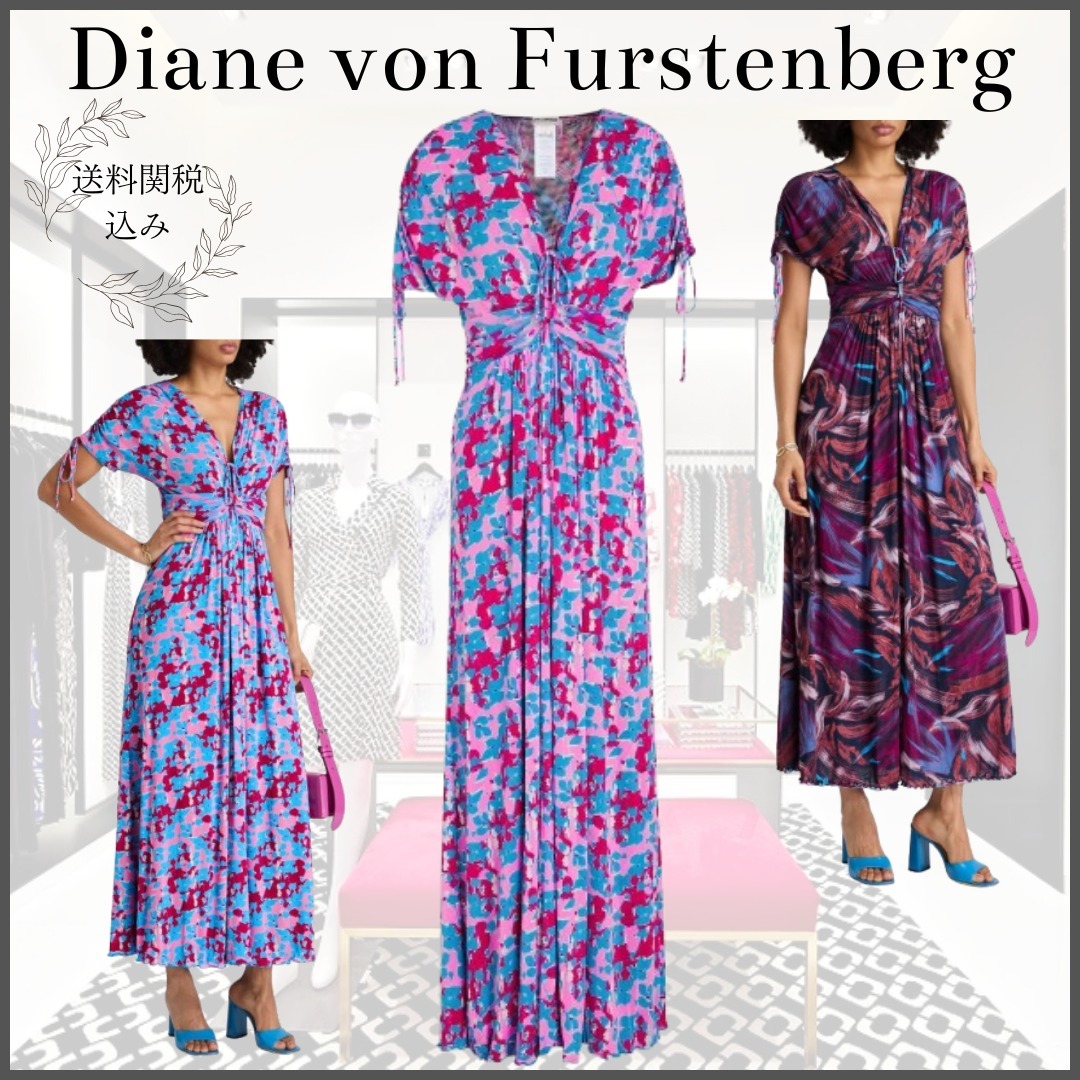 【DIANE VON FURSTENBERG】ストレッチチュール ミディワンピース