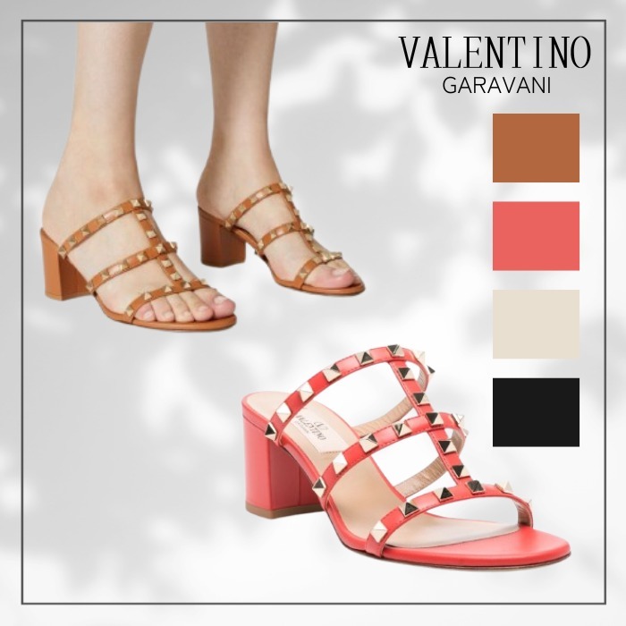 【VALENTINO GARAVANI】ロックスタッズ 6.5cmヒール サンダル