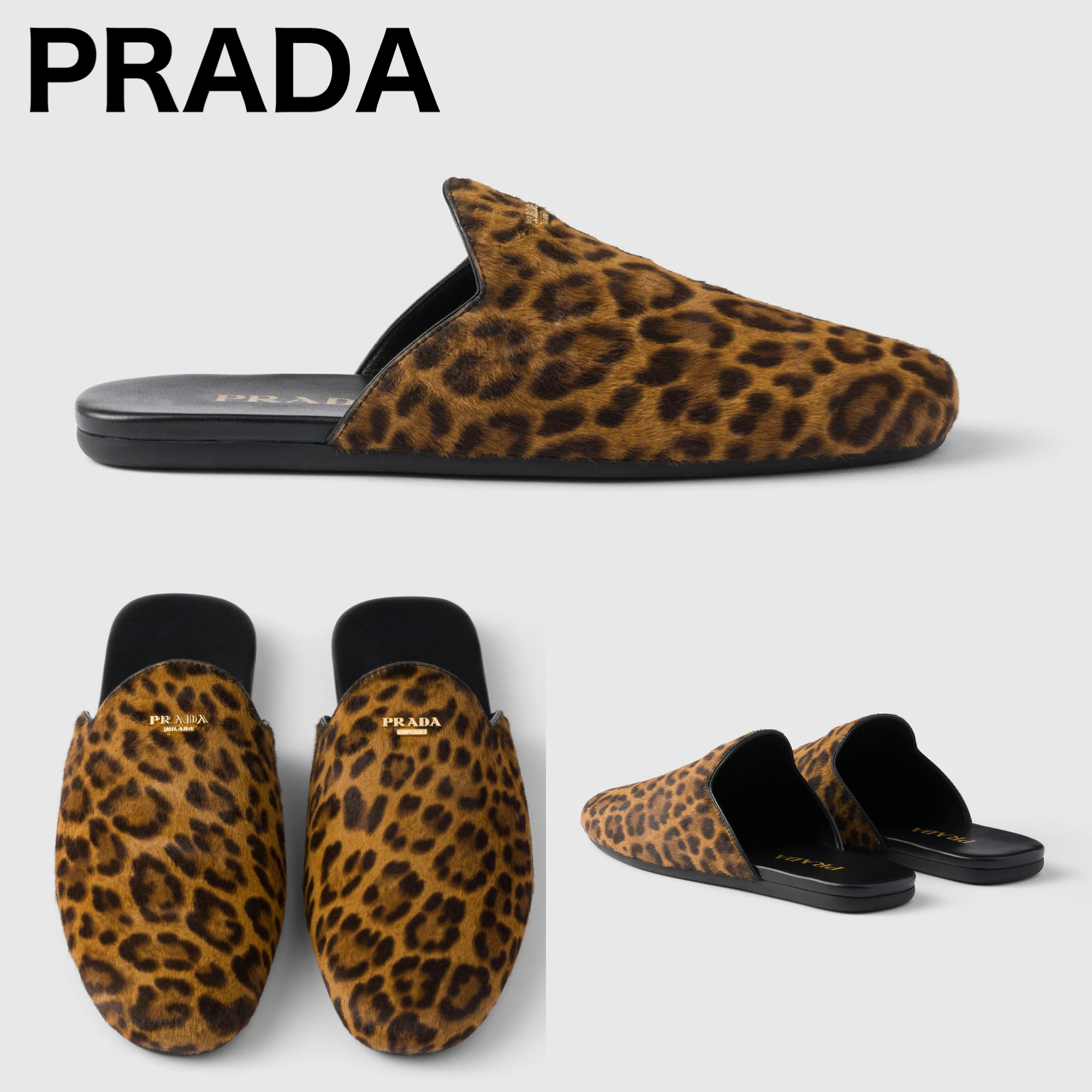 PRADA♡ レオパードプリント レザーミュール