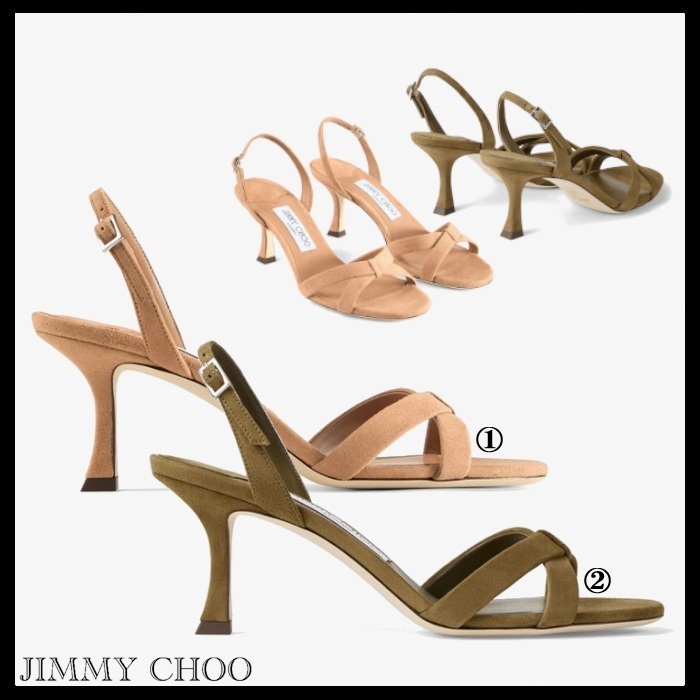 JIMMY CHOO Elsy 70 スエード・クロスオーバースリングバック