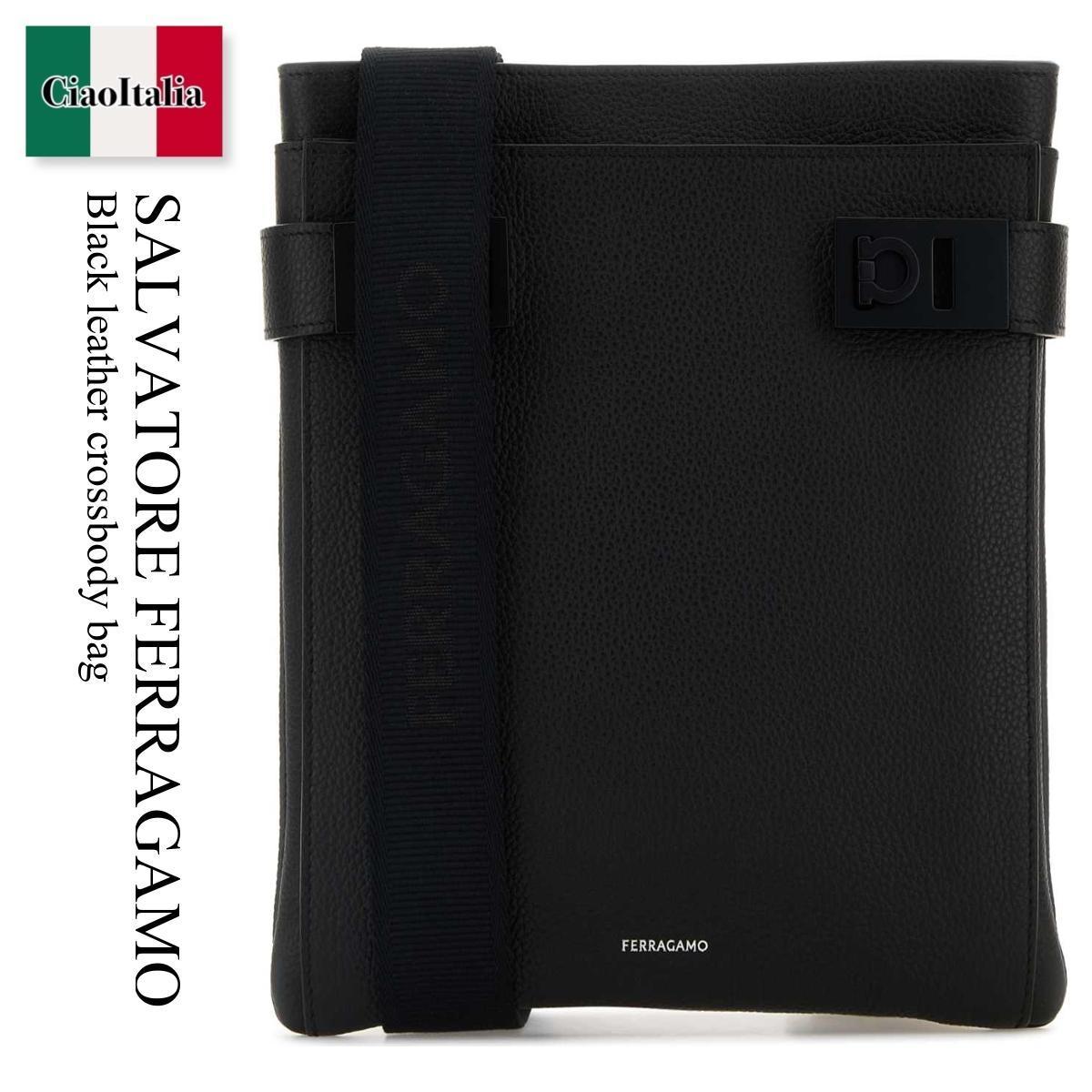 ショルダーバッグ Salvatore Ferragamo Black Leather Crossbody Bag