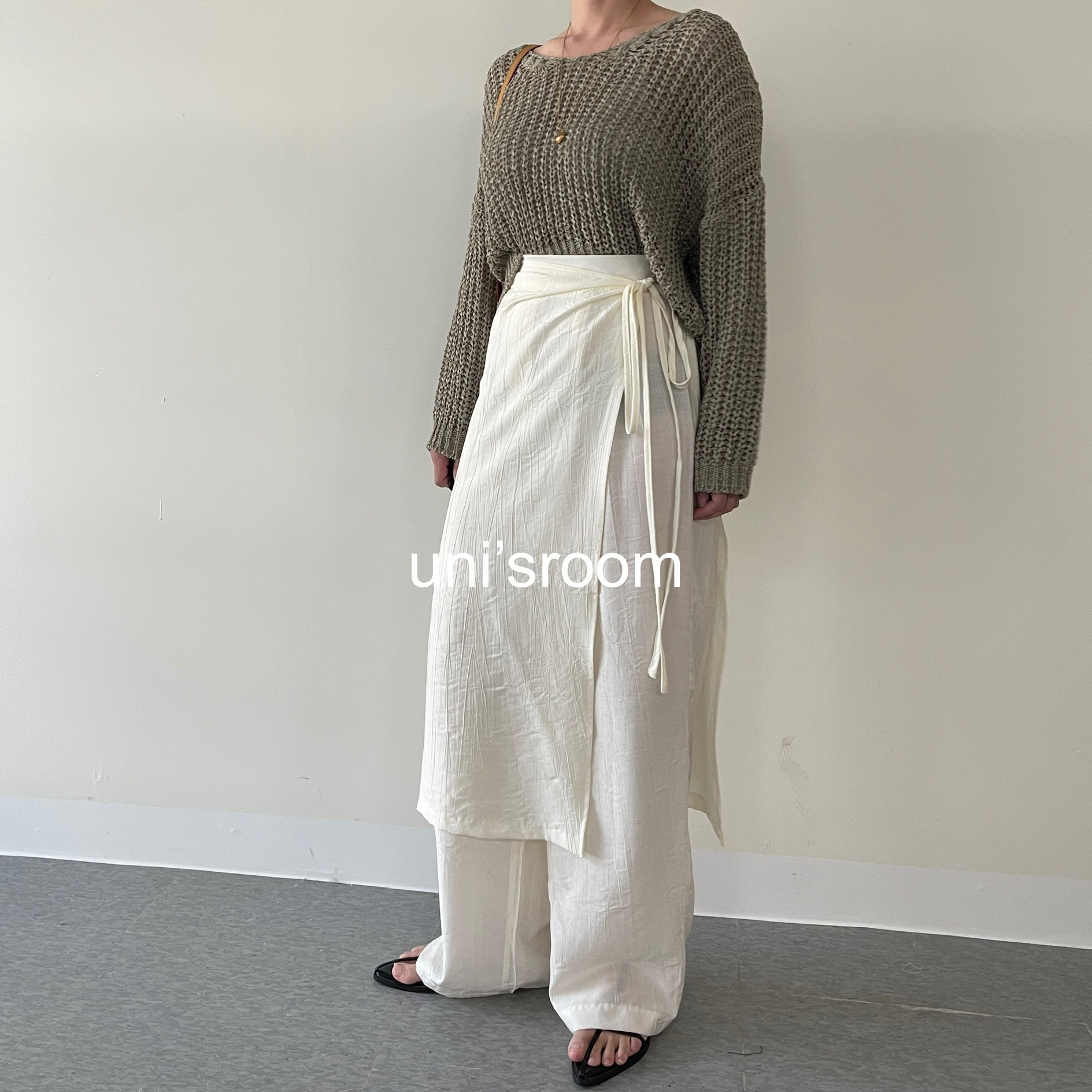 uni's room■3color ワッシャーラップスカートパンツ PT-SS25-15