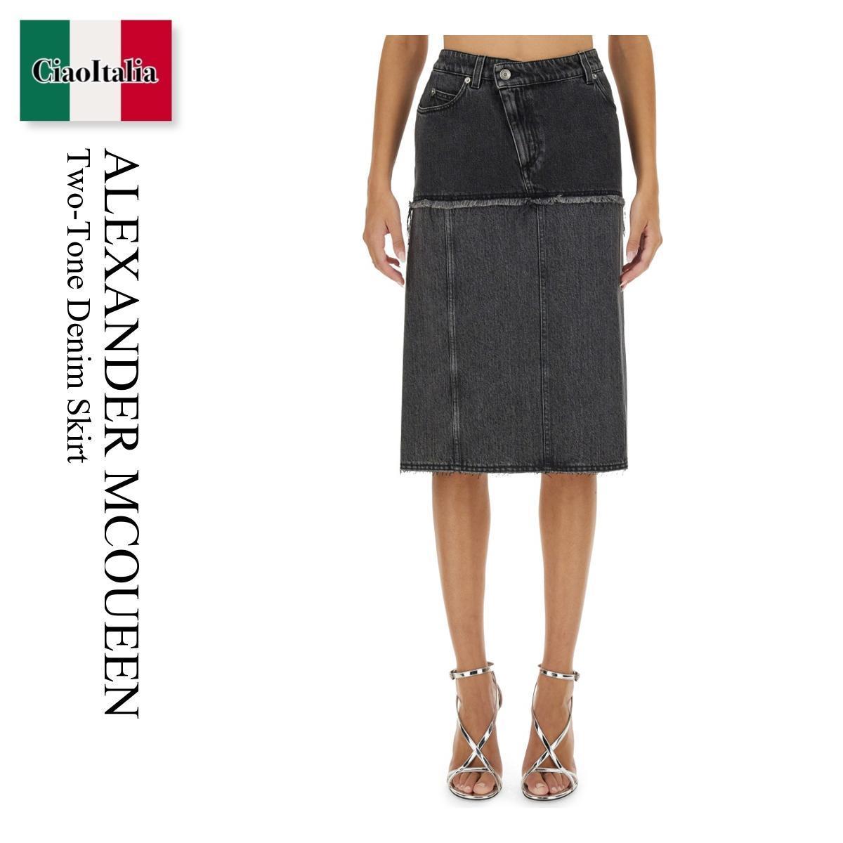 スカート Alexander Mcqueen Two-Tone Denim Skirt