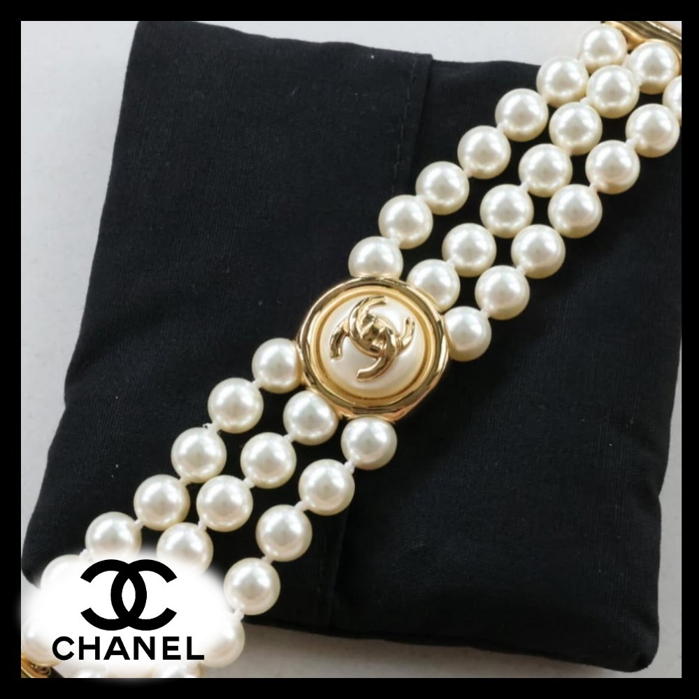 上品なパール輝く★【CHANEL】シャネル CC パール ブレスレット