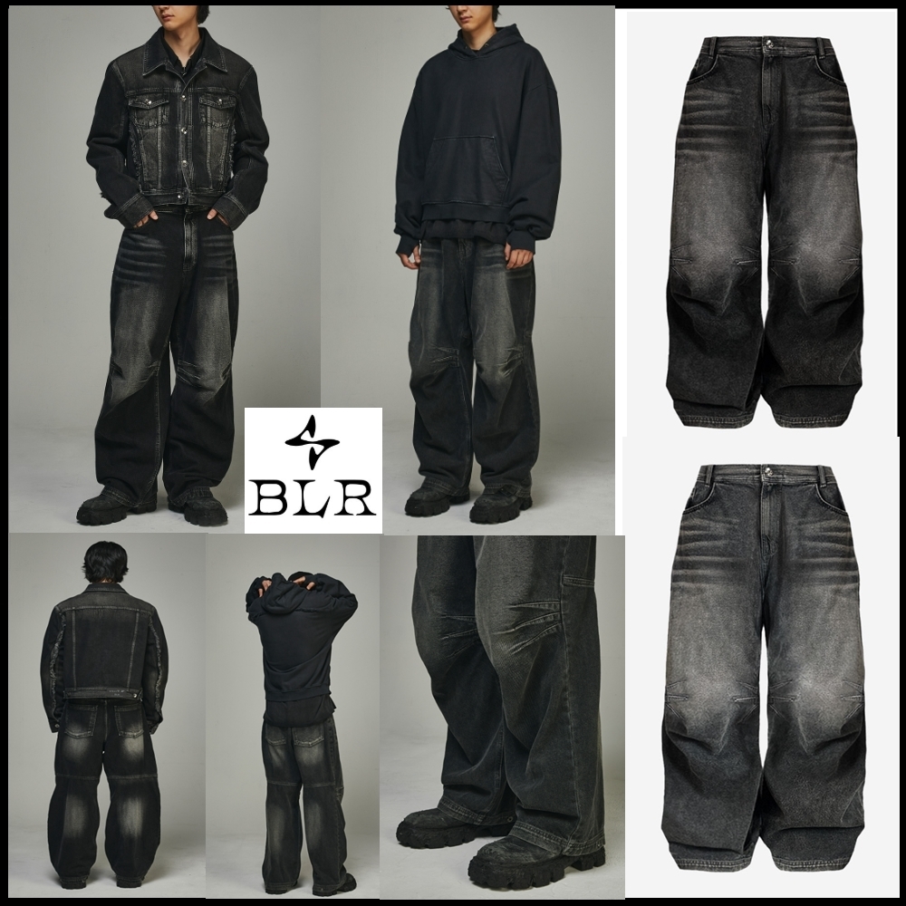 大人気★BLUER/BLR★Double Trident Washing Wide Denim Pants